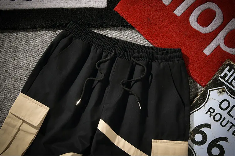 Harajuku Western Style Men Pockets Harem Pants Nice Hip Hop Streetwear Casual Calf-Length Pants Loose Mens Cropped Short Pants