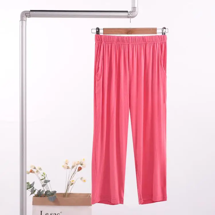M-5XL плюс размер модал материал Lounge брюки Мягкая Пижама для сна женская нижняя часть одежды 1541 - Цвет: Красный