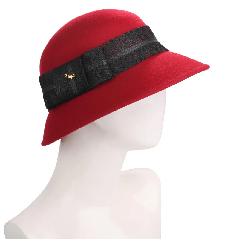 Брендовая дизайнерская женская панама зимняя теплая шерсть Gorros шапки для рыбака уличная Осенняя дамская шляпа с кружевным бантом