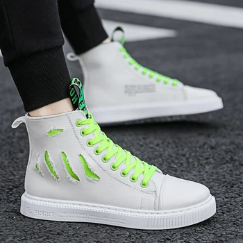 

Men's Tide Shoes British High Top Sneakers Students Breathable Sport Microfiber Casual Shoes off white shoes brand all mens