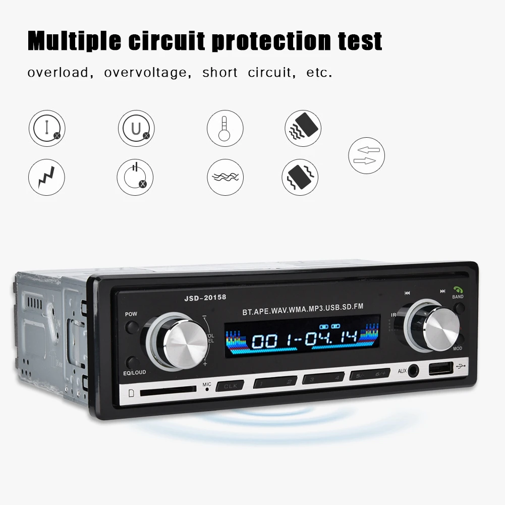 Автомагнитола 1 Din Bluetooth MP3-JSD-20158 плеер Coche радио Estereo Poste Para Авто аудио стерео