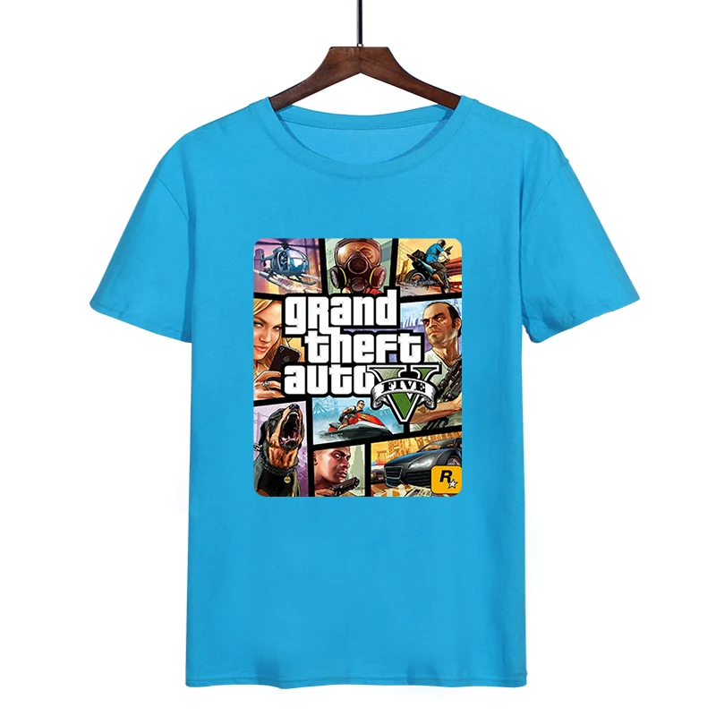 Grand Theft Auto 5 Футболка Мужская Уличная Длинная с GTA 5 Футболка мужская и женская футболка s летние топы с коротким рукавом футболки GTA5 - Цвет: Золотой