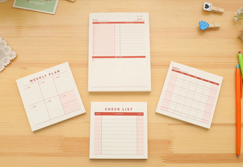 Kawaii Липкие заметки милые еженедельные Memopad To Do List креативные N Times ежемесячные заметки проверочные листы офисные школьные канцелярские принадлежности