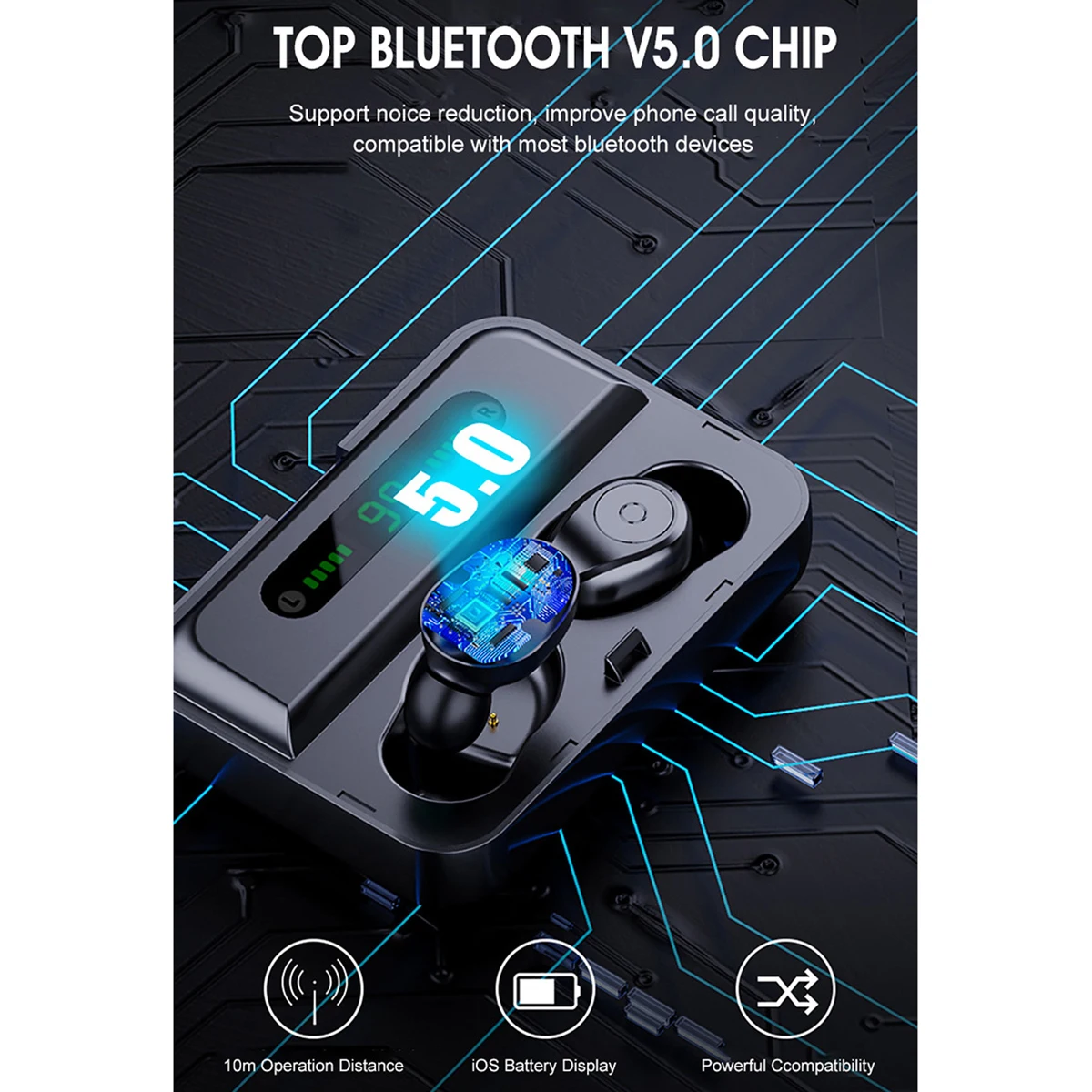 Bluetooth наушники TWS, беспроводные наушники, светодиодный дисплей с внешним аккумулятором, стерео игровая гарнитура, спортивные наушники для iPhone, Xiaomi
