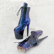 

Leecabe 23CM/9inches Snake PU upper Open Toe Sexy boots High Heels Platform Pole Dance shoes