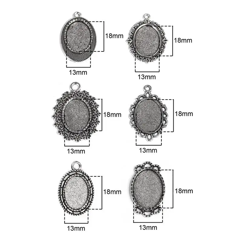 20шт состаренная бронза Серебряное основание Кабошон Настройки Овальный Круглый Ободок подвеска «поднос» заготовки для кулонов Изготовление ювелирных ожерелий