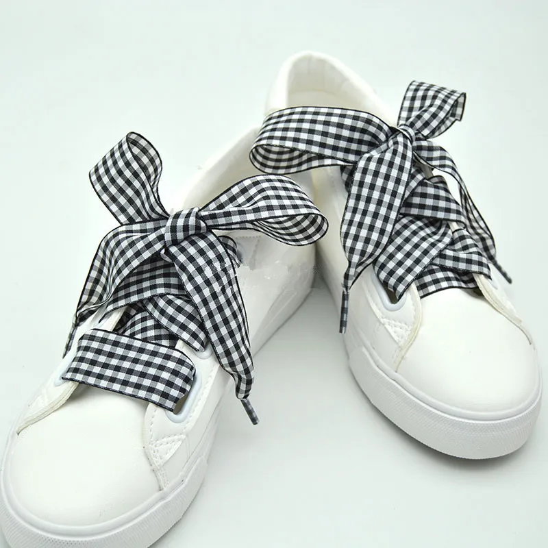 2.5 cm British Style Lattice Shoelaces Women Men Printing Sports Casual Basketball Shoes Laces shoe laces shoe accessories