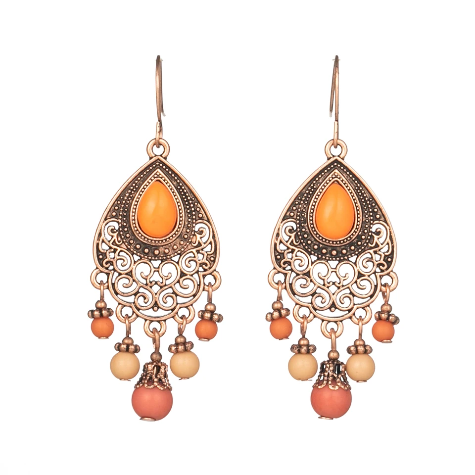 E022417 Boho золотые серьги для женщин, женские винтажные этнические Висячие висячие серьги, индийские серьги, массивные ювелирные изделия - Окраска металла: E022417