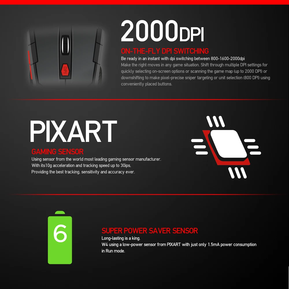 Беспроводная мышь FANTECH W4 2 4G игровая 2000DPI 6 кнопок 10 м WiFi диапазон эргономичная для