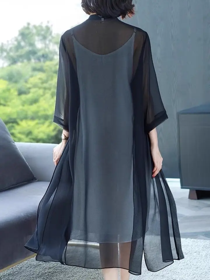 Модная женская длинная Солнцезащитная шифоновая Тонкая Блузка-кардиган размера