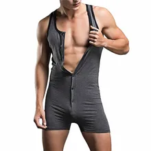 

Mens Undershirts Cotton One-Piece Bodysuit Wrestling Singlet Sports Leotard Fitness Jumpsuits Button Men's Vest Boxers Underwear