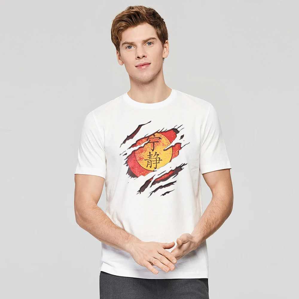 

Torn Serenity Pattern Print Men Tshirt Oversized Crew Neck Clothing Summer New Man Shirt Korean Trend Cool T Shirts For Male