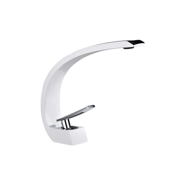 

Hot Cold Water Deck Mounted Single Handle Crane Bathroom Basin Mixer Tap Washroom Sink Faucet Modern Spout Kitchen Nozzle Home