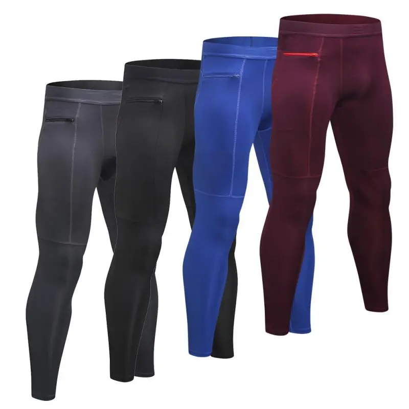 

Men Sports Tights Running Training High Elastic Fitness Trousers Quick-Drying Bottoming Stitching Pants