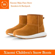 Xiaomi/Новые Теплые детские зимние ботинки для детей, с хлопковой подкладкой, из замши, на нескользящей плоской подошве, с круглым носком, для мальчиков и девочек, Толстая Теплая обувь, милая
