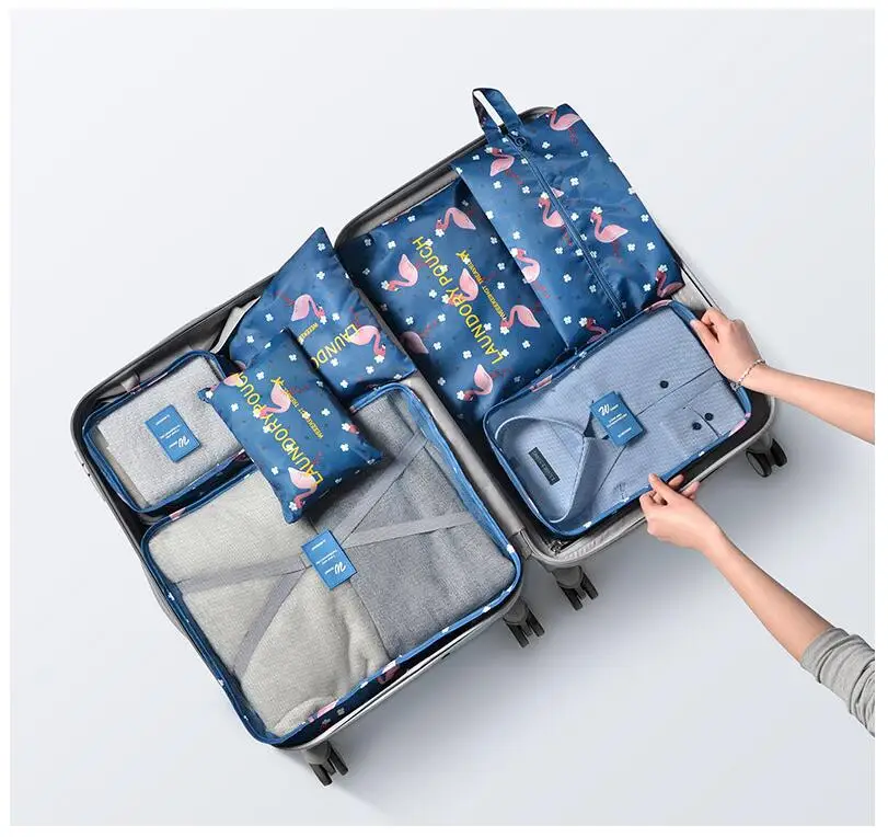 Travel Storage Bag 7 Piece Kit Luggage Clothes Sorting Bag Women Travel Organizer Bag Oxford Cloth Waterproof Packag Bags