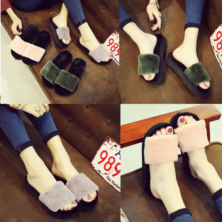Купить Maggie's Walker Fuzzy Slippers Chinelos Sliders Shoes Open-toed New Women Spring Plush Fluffy Slipper Chinese  Обувь | Тапочки (4000712954457)