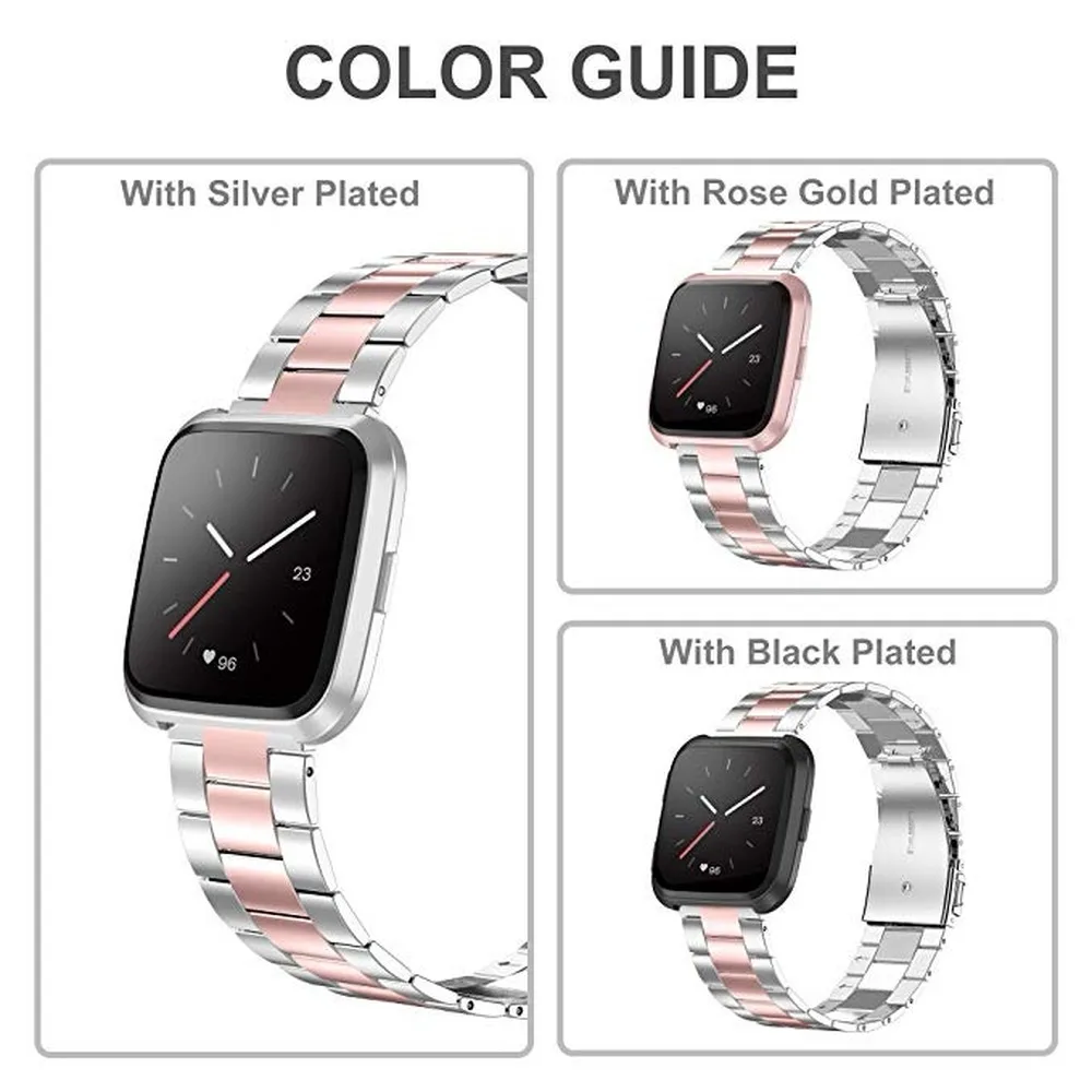 Ремешок для часов из нержавеющей стали для Fitbit Versa/VERSA 2 Band Безвинтовой браслет Сменные Металлические Браслеты Для Fitbit Versa Lite