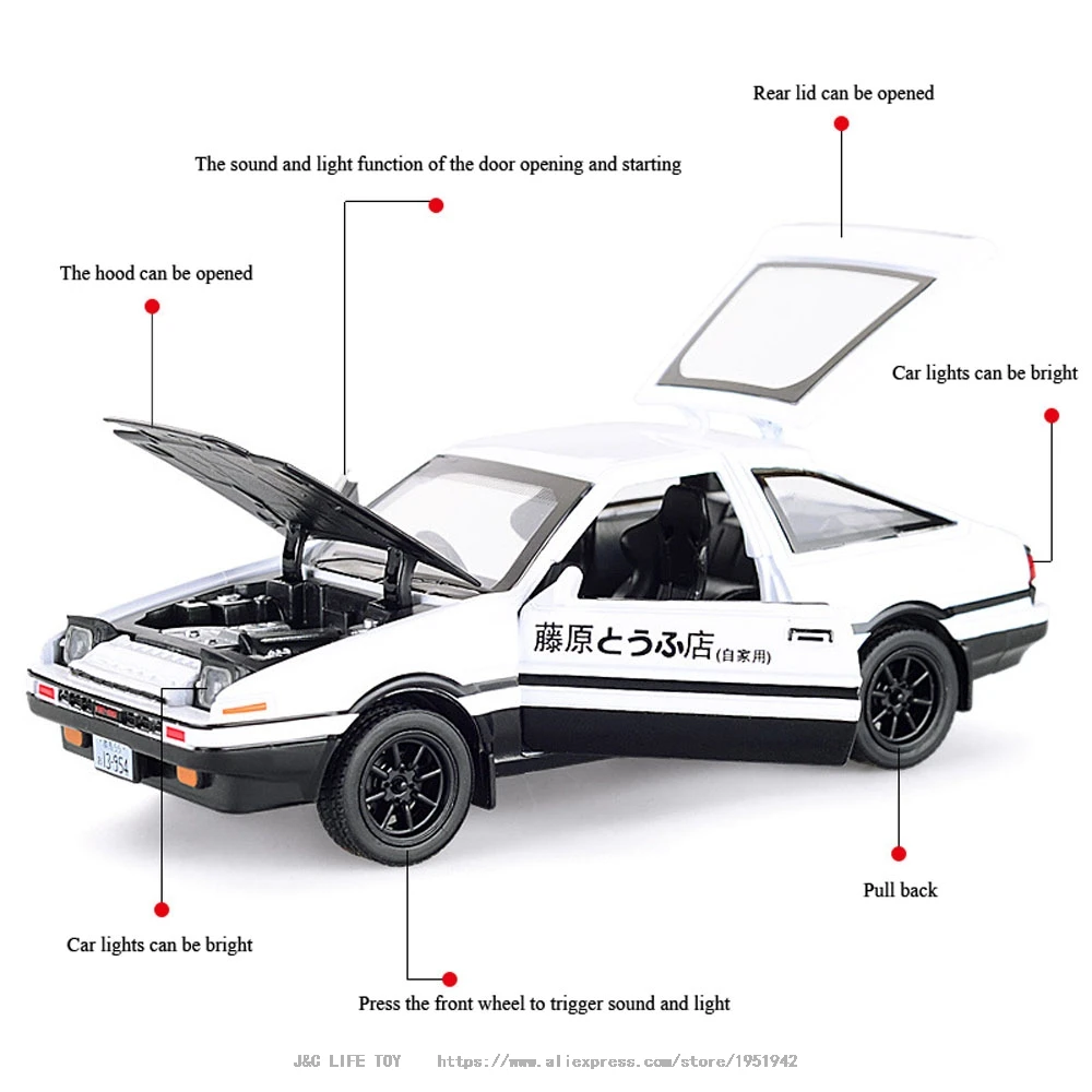 1:28 игрушечный автомобиль INITIAL D AE86 металлическая Игрушечная машина из сплава