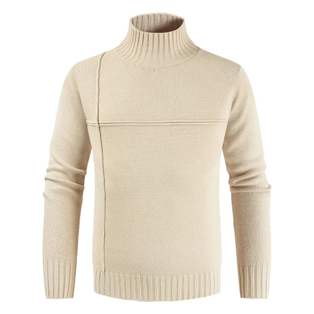 Мужская осенне-зимняя повседневная однотонная водолазка с длинными рукавами, вязаный свитер высокого качества, тонкий пуловер warmt, мужские свитера