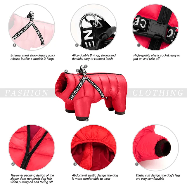 Winter Pet Dog Clothes Super Warm Dog Jacket Coat Waterproof Small Medium Large Dogs Pet Clothing Jumpsuit For French Bulldog 3