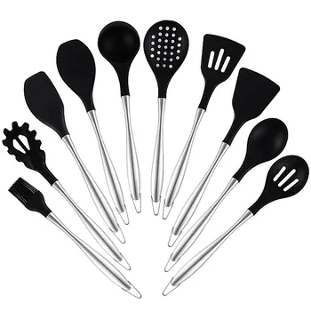 

New 10pcs kitchen utensils sets,Non-stick Stainless steel silicone Cooking Heat-Resistant Cookware Colander Spoon,Kitchenware