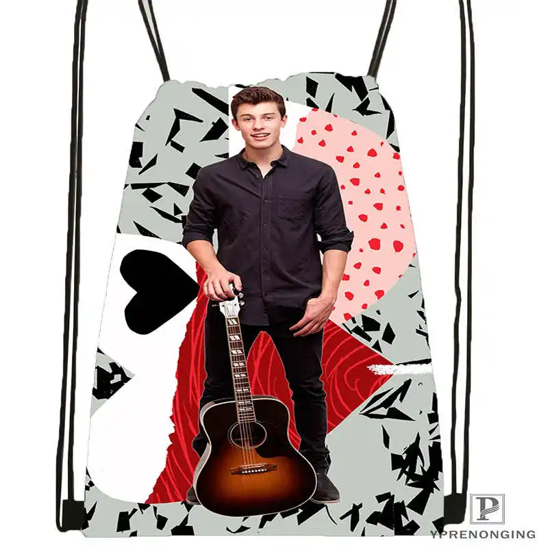Drawstring Backpack CustomShawn Mendes#1 походная сумка на шнурке милый рюкзак для детей(черная спинка) 31x40 см#180531-02-41 - Цвет: Drawstring Backpack