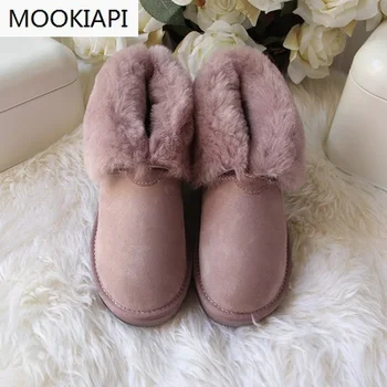 

The latest European high-quality women's snow boots, leather, 100% natural wool, free delivery, women's shoes, free delivery