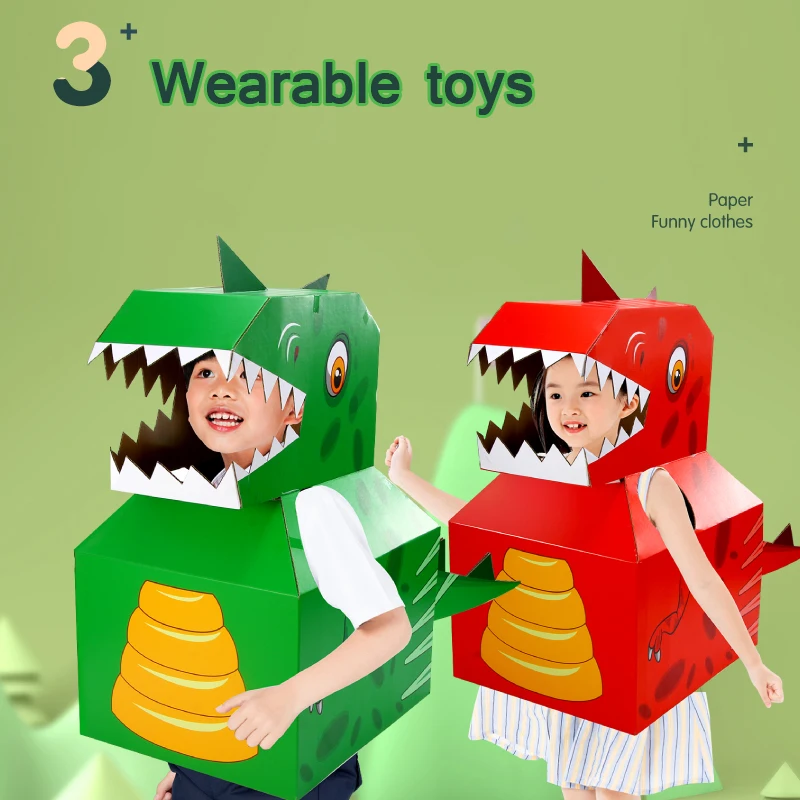 

Dinosaur Toy Model DIY Paperboard Carton Pretend Role Play Puppet Interactive Toys For Children Kids Birthday Gift