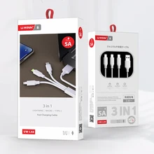 3 em 1 cabo de carregador mais rápido iphone cabo usb android fio de carregamento rápido tipo-c carga fio simultaneamente carrega 3 dispositivos