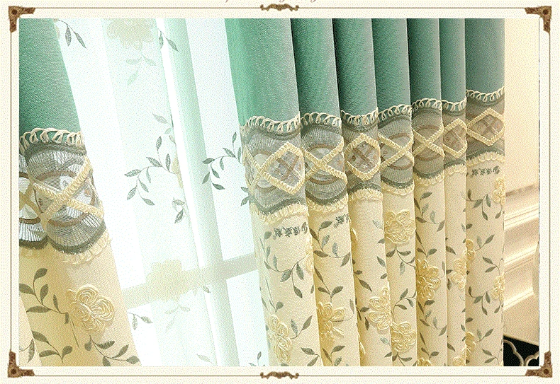 American Pastoral Modern Simple Embroidery Curtains for Living Dining Room Bedroom