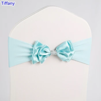 

Tiffany colour Satin chair sash Spandex chair sash bow tie Lycra fit all chairs wedding banquet hotel party decoration