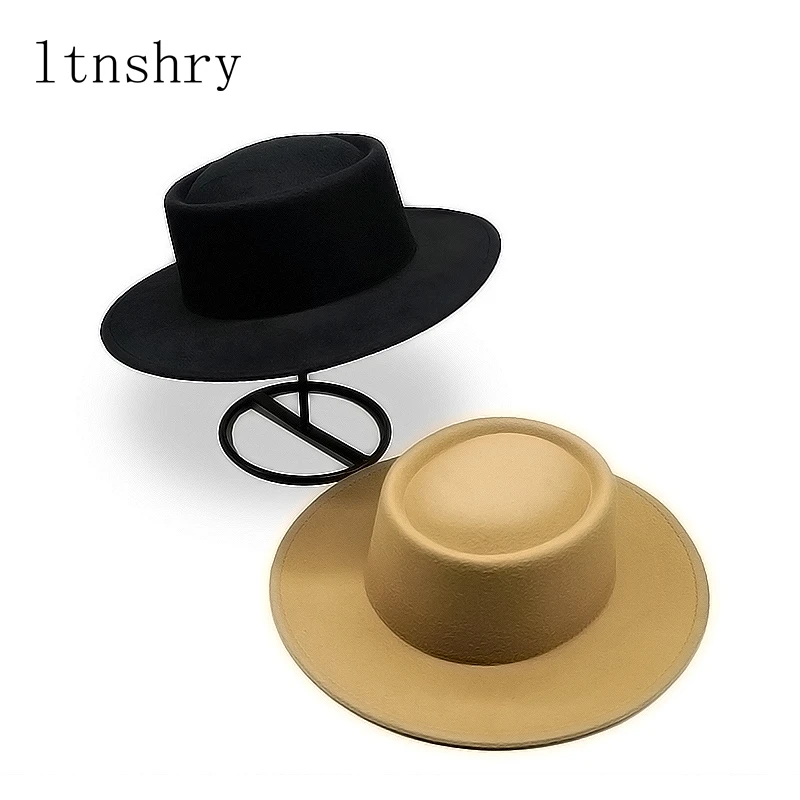 2021 new Winter Autumn Simple Wool Women man Fedora Hat For ElegantLady Floppy Cloche Wide Brim Jazz Caps Solid color Flat top red fedora