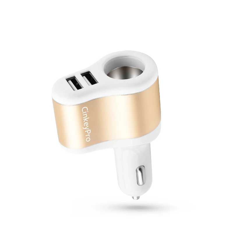 CinkeyPro автомобильное Зарядное устройство прикуриватель 2-Порты USB Зарядное устройство 2.1A автомобиля-Зарядное устройство мобильного телефона, Универсальные наушники для iPhone samsung зарядки - Тип штекера: White 1