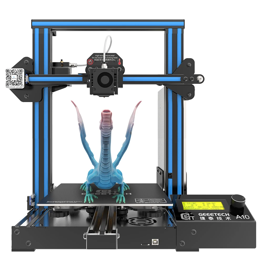 GEEETECH 3D принтер A10 быстрая сборка 0 4 мм сопло 180 мм/сек. датчик накаливания PLA LCD2004 с