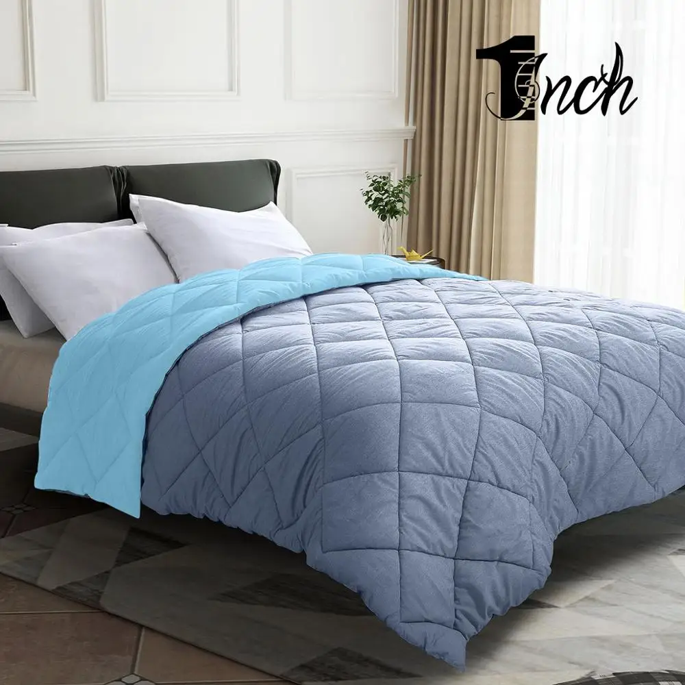 

1inchome 2Color Blue/Grey Duvet Goose Comforter Winter Comforters Lightweigted Home Linens Plaind Pattern Blanket in living room