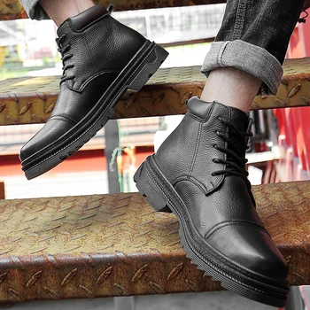 

Men's winter shoes warm and comfortable plush men's snow boots high-end banquet men business leisure leather boots