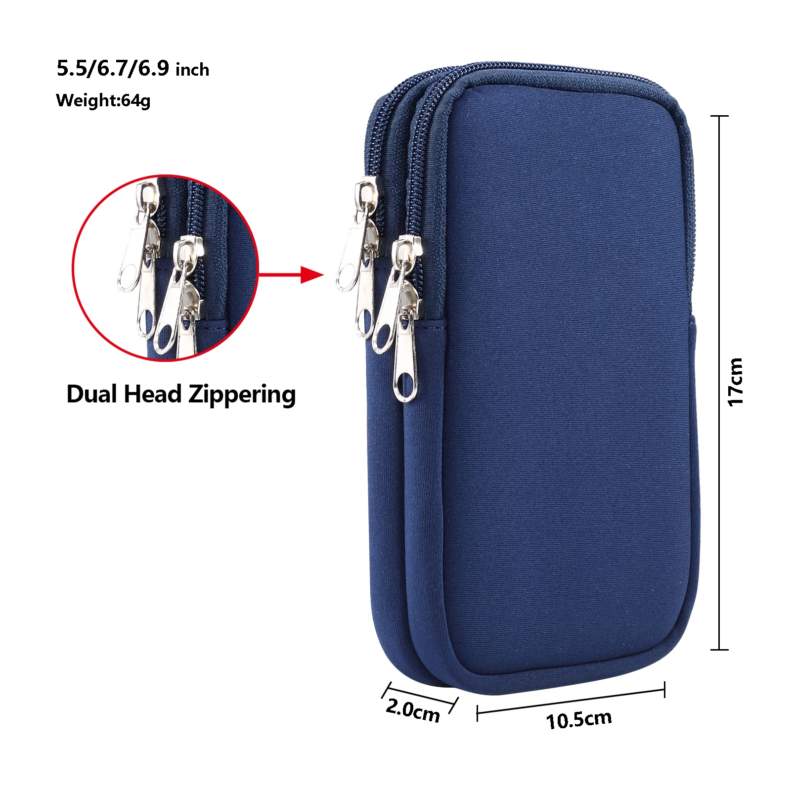 FULAIKATE Doppel-Schicht Große Raum Elastizität Nylon Taille Tasche 5,5-6.9 "Männer der Telefon Beutel Stoßfest Lanyard hülse Getragen auf Gürtel – Detail 22