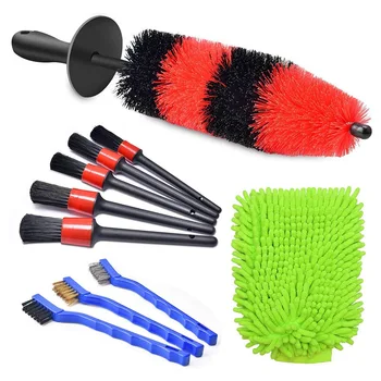 

10Pcs Wheel Brush Kit Car Cleaner Brush Set for Cleaning Car Motorcycle Interior Exterior Leather Air Vents