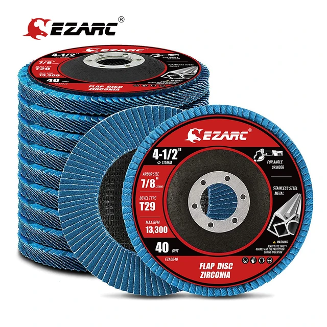 EZARC 10 Pcs Set Flap Discs 115mm T29 Zirconia Grinding Wheels 80 / 40 Grit  Professional Flap Discs Sanding for Angle Grinder