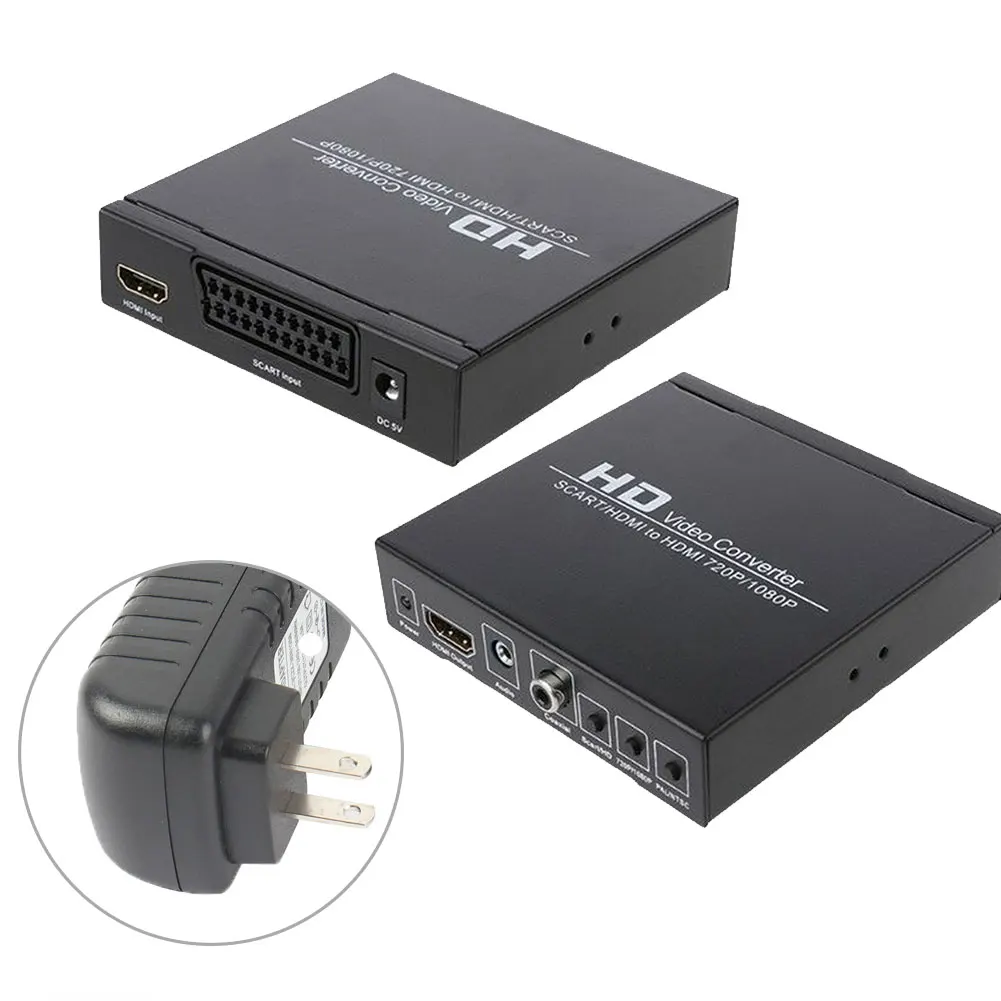 Из scart в HDMI конвертер Поддержка RGB и видеосигналы CVBS к HDMI 720 P/1080 P с Система электроснабжения ЕС для HDTV stb - Длина: US plug