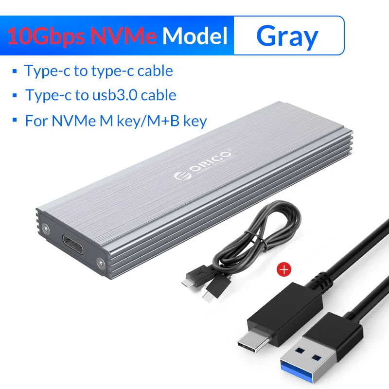 NVME - 10Gbps Gray ORICO NVME M.2 SSD Корпус чехол USB3.1 GEN2 10 Гбит/с SSD Мобильный коробка для жесткого диска внешний корпус чехол для M2 SSD чехол - Цвет: NVME - 10Gbps Gray