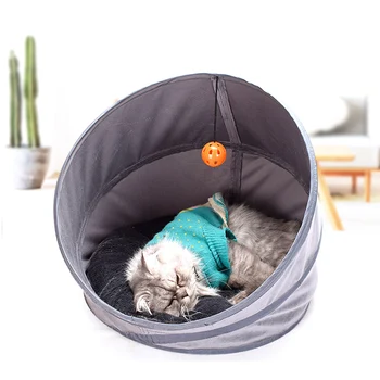 

Waterproof Pet Cat Cave Foldable Cat Bed Pet Sleeping Cave Bed with Removable Cushion Ball Toy for Cats Kittens Pets