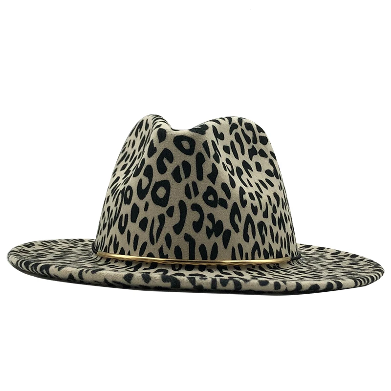 Простые унисекс плоские полями шерсть фетр Джаз Fedora шляпы для мужчин и женщин леопард зерна кожаный ремешок Декор Трилби Панама Формальные шляпы