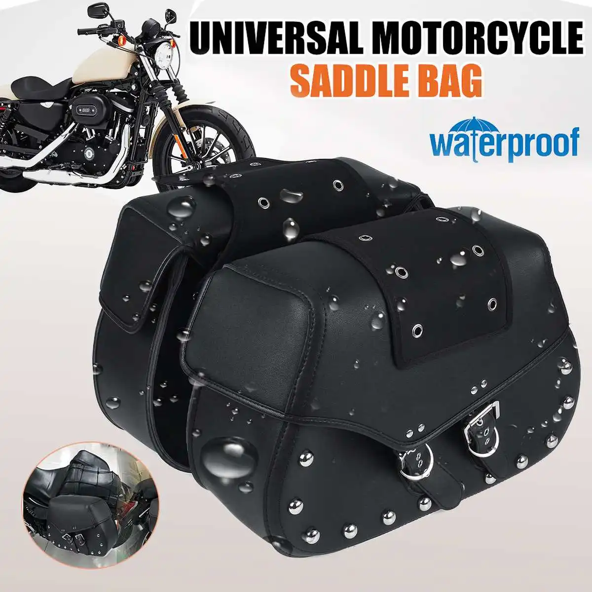 Detachable Leather Saddlebags Motorcycle Scooter Tool Saddle Bags Storage 