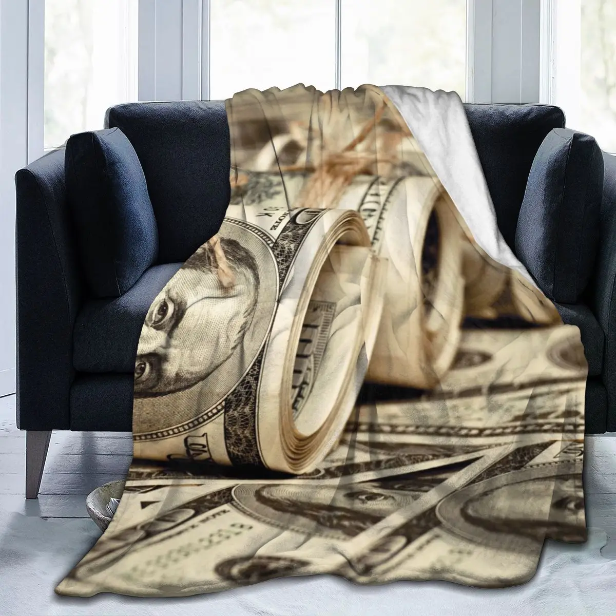 New Fashion 3D Banknote Personality Printed Flannel Blanket Sheet Bedding Soft Bed Cover Home Textile Decoration | Дом и сад