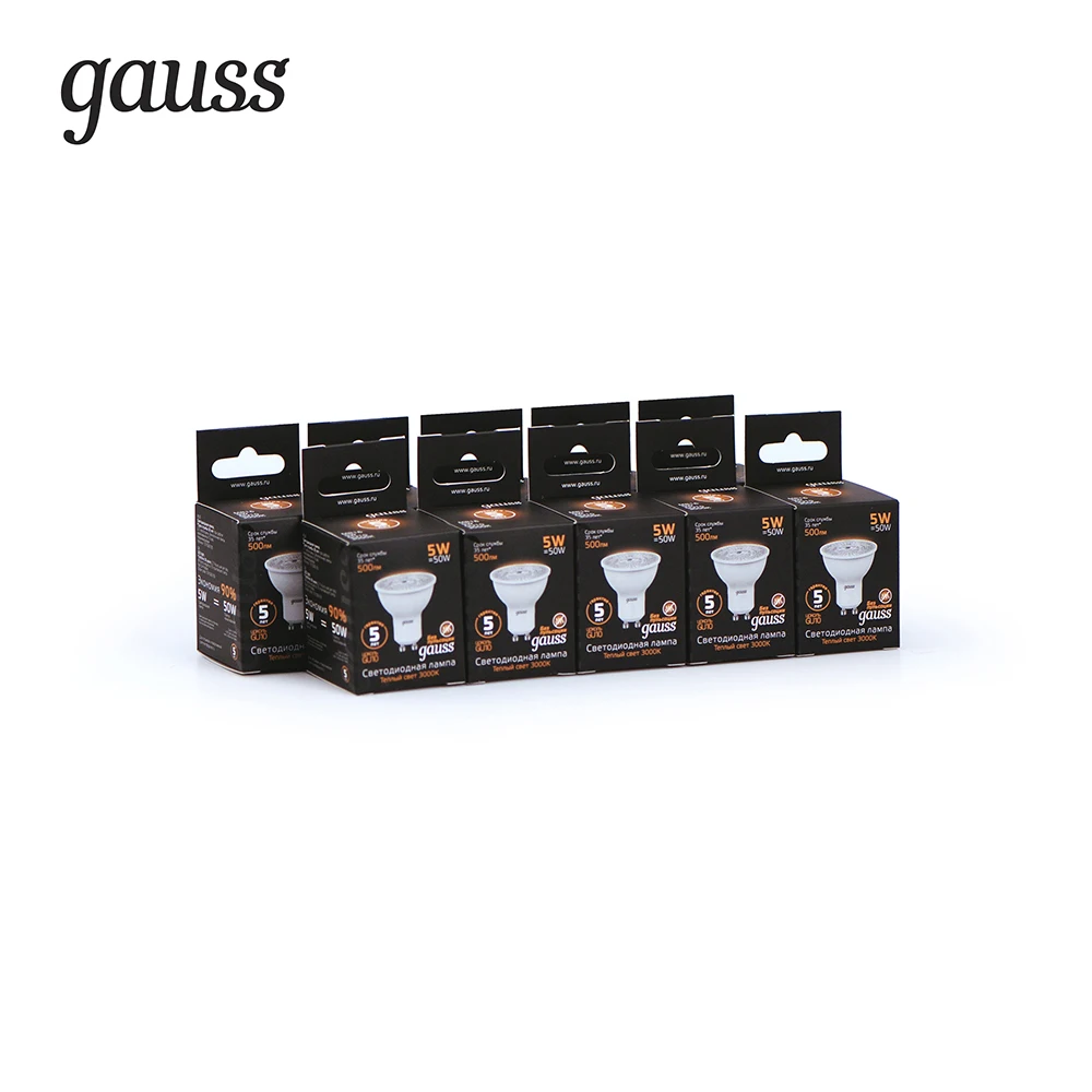 Упаковка ламп GAUSS LED MR16 GU10 5W 500lm 3000K 1/10/100, 10 штук, 101506105