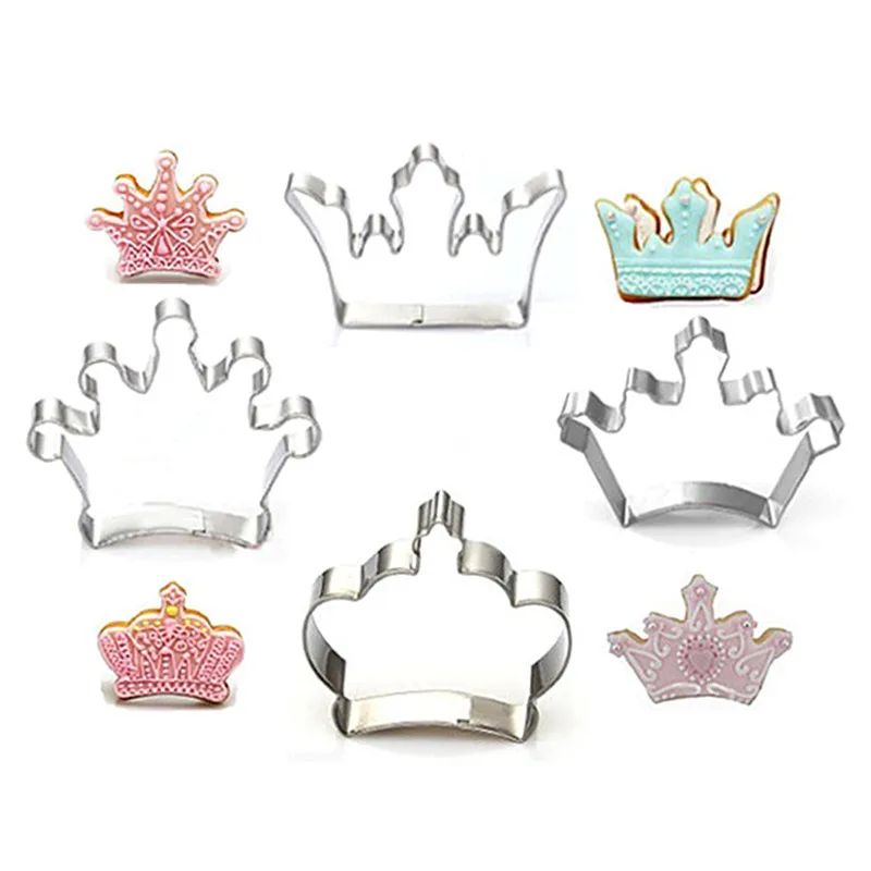 Royal Crown Icing Set Stamp Mold Pancake Biscuit Cookie Cutter Kitchen Tools Stainless Steel Discount Coupon Baking Fondant | Дом и сад