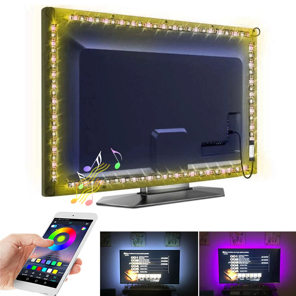

Bluetooth Music DC 5V RGB 5050 USB LED Strip Lights Ribbon LED Tape For TV Background Lighting 50CM 1M 2M 3M With Remote Control