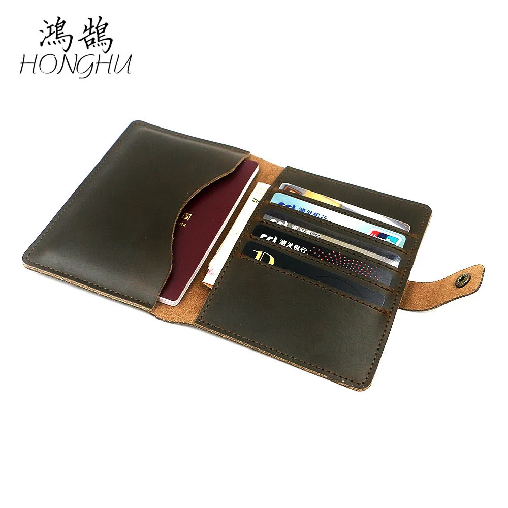 

Retro Leather Passport Wrapper Cowhide Flight Ticket Passport Holder Protective Case Card Bit More ID Card Bag Wallet